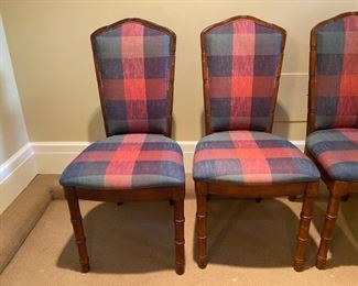 Four plaid side chairs with carved frames               275.00      38"h x 18"w x 20"d