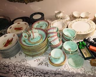 English Adams China "Calyx Ware"--Do you see the huge set of Crawfish plates?