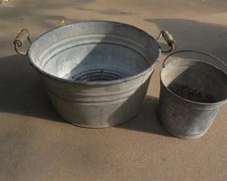 old galvanized tub & bucket