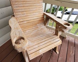 wood patio chair with cup holders