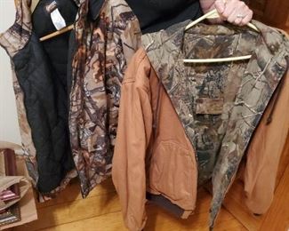 Camo jackets and mens leather jackets, great condition