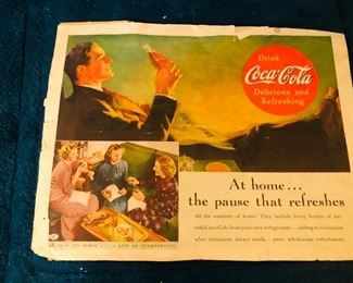 Vintage coke ad. The phrase “the pause that refreshes” was first used in 1929.