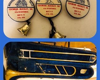 Cochran bicentennial belle pins 1976
Vintage C.G. Conn Ltd. Trombone Elkhart, Indiana, U.S.A. with Hard Case