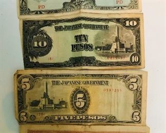 Japanese ten and 5 pesos