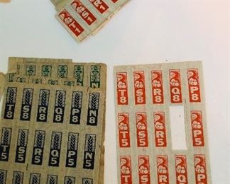 Ration book four was printed in red, blue and green. Each stamp was illustrated with a military symbol such as a naval ship, airplane, tank, gun, horn of plenty or torch of liberty, adding a patriotic flair.
Rationing began on 8th January 1940 when bacon, butter and sugar were rationed. By 1942 many other foodstuffs, including meat, milk, cheese, eggs and cooking fat were also 'on the ration'.