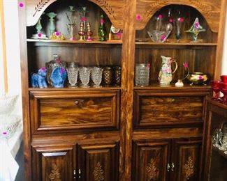 Book shelves with drop down desk and cabinets