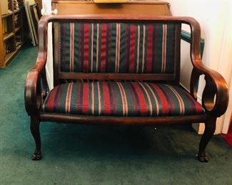 Empire claw foot settee with a matching chair