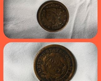1854 Braided Hair Liberty Head Large Cents
Early Copper Penny