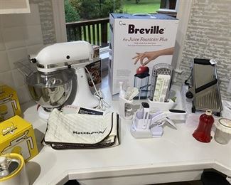 Kitchen aid mixer and Breville Juicer.