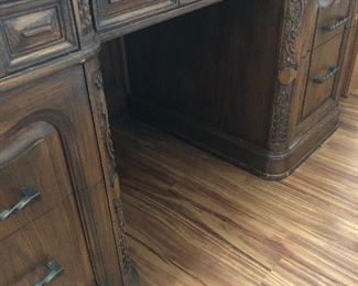 Executive desk carved wood beautiful detail.
