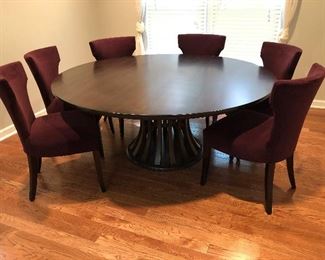 Crate & Barrel Table & 6 Crate & Barrel Sasha Dining Side Chairs. Table measures 6' round and 29.25" tall (retail on table was $3500 + chairs $3600) asking $3000 for all