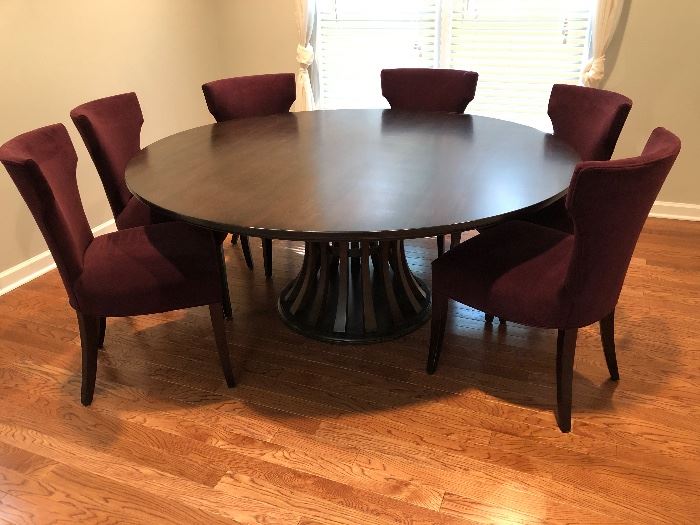Crate & Barrel Table & 6 Crate & Barrel Sasha Dining Side Chairs. Table measures 6' round and 29.25" tall (retail on table was $3500 + chairs $3600) asking $3000 for all