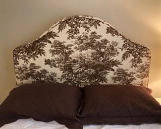 Pottery Barn Full size headboard & mattress. Measures 57" wide x 62" tall x 5" deep. Headboard, frame, mattress & boxspring for $395