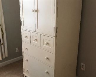 Pottery Barn Teen White Cabinet. This piece is *heavy* and will require at least 2 very strong people to move. Measures 23.5" deep x 31.5' wide x 63.5" tall. (retail was around $1100) Asking $395
