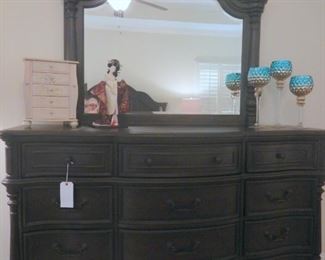 Triple dresser with mirror. Havertys.  Matches bedside tables, chest and king bed