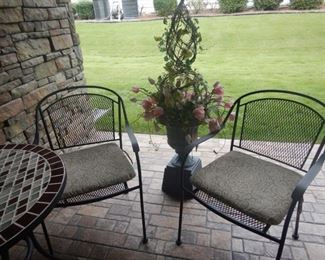 Metal outdoor chairs with cushions