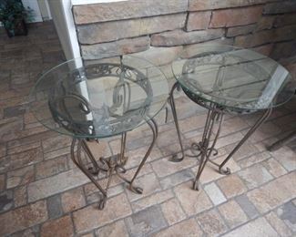 Round glass top metal tables