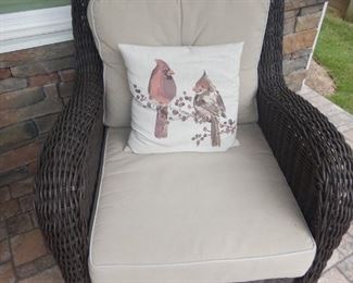 Outdoor wicker club chair with cushions