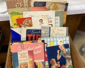 Vintage recipe books, flyer and warranties 