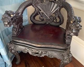 19th c. Hand Carved Chinese Dragon Chair
