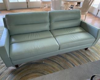 Blue Leather Sofa - Michael Kate