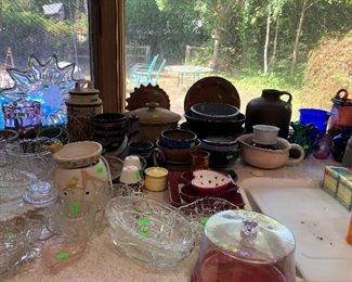 Pottery and glassware, serving dishes