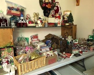 Christmas.  Light up houses, Raikes bears.  Nativity set.  Snowmen, Santa, ornaments.  Cards