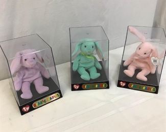 Hippity, Hoppity, Floppity Beanie Babies in Cases