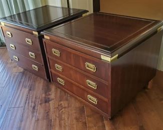 Mahogany CampaignStyle Side Tables  Set