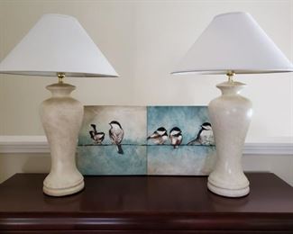 Tall Ceramic Lamps Bird Prints