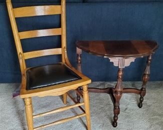 Vtg Demilune Table Chair