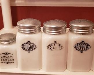 vintage milk glass spice jars