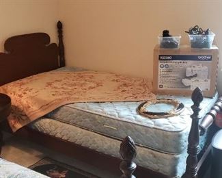 twin beds, tapestries