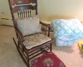 Antique Rocking Chair and Foot Stool