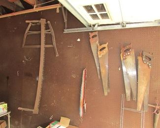 Antique farm tools and saws