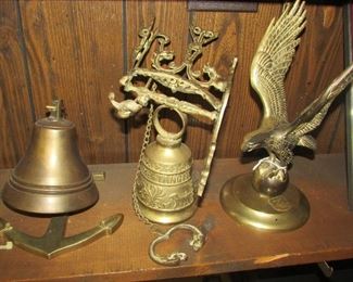 Brass Bells and Eagle Figurine