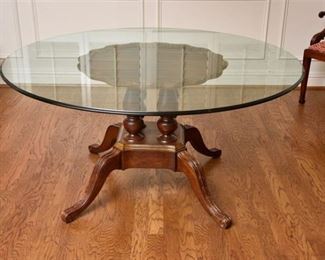 41. Round Glass Top Pedestal Dining Table