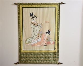 47. Japanese Silk Hanging Two Geishas