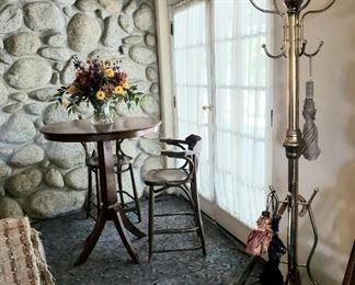 Bar height table and barstools