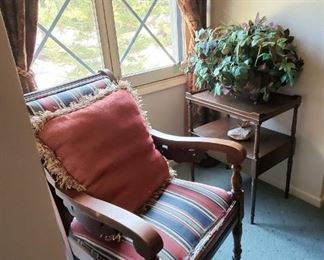 Antique chair and tiered table