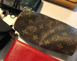 Hermes wallet, Louis Vuitton check book holder & glass case