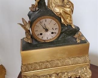 French marble and gilt clock. Works missing.