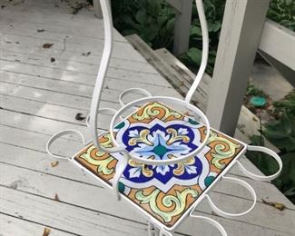 Wrought Iron and Italian Tile Drink table