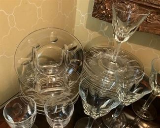 Large collection of crystal plates and stemware