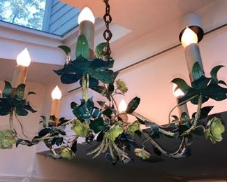 MCM Tole Painted floral chandelier