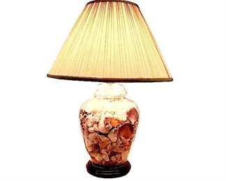 Coastal Decor shell filled glass lamp