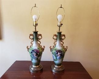 Painted French Lamps. 19th C