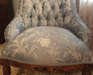 PAIR ANTIQUE EASTLAKE STYLE TUFTED BACK CHAIRS