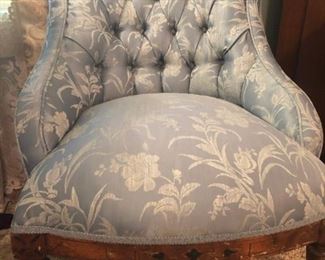 PAIR ANTIQUE EASTLAKE STYLE TUFTED BACK CHAIRS