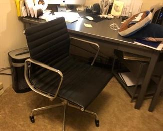 Metal desk and has a matching return to hold printer  Chair is for sale too